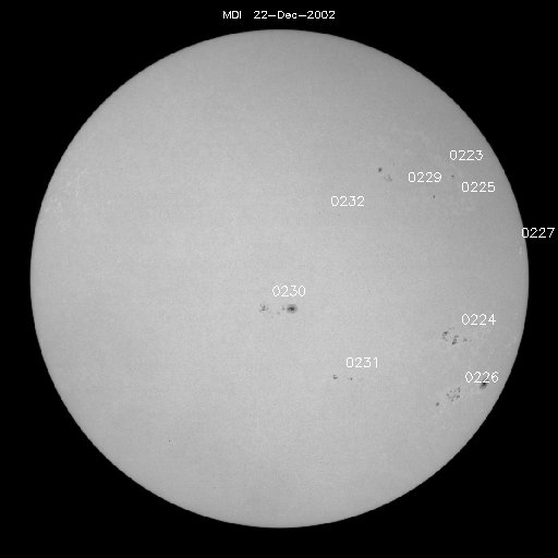 Sunspot regions