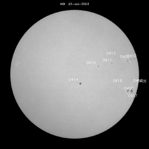 Sunspot regions