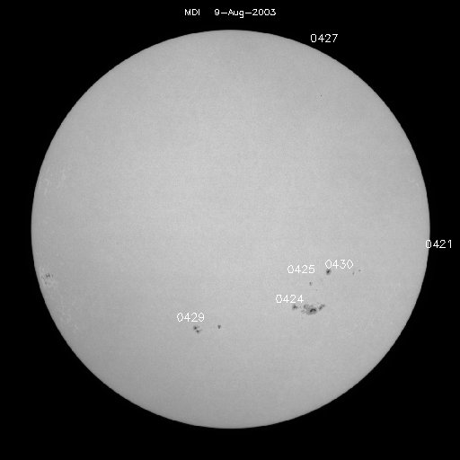 Sunspot regions