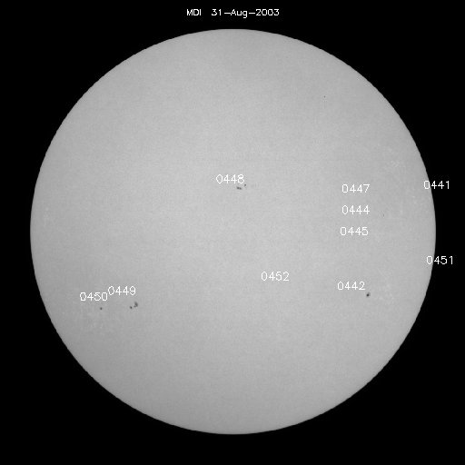 Sunspot regions