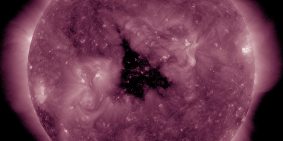 Coronal hole faces Earth